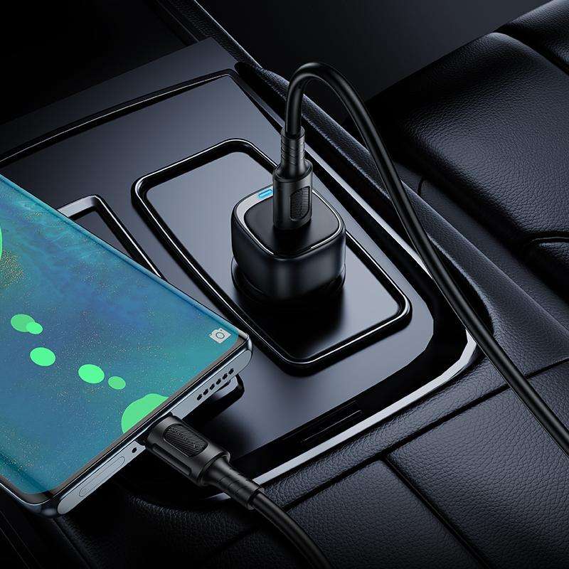 BOROFONE BZ34A Cloud PD20W Type-C Car Fast Charger Set, with 1m Type-C to Type-C Cable(White)