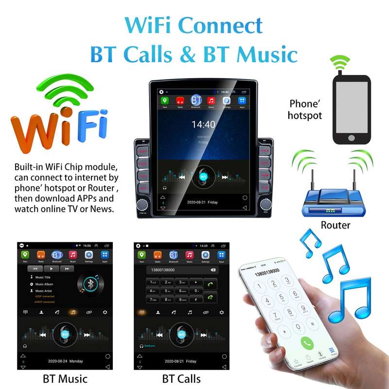 9.7 inch Vertical Screen 2.5D Glass Car Android Universal Player Navigator MP5 Integrated Machine Su