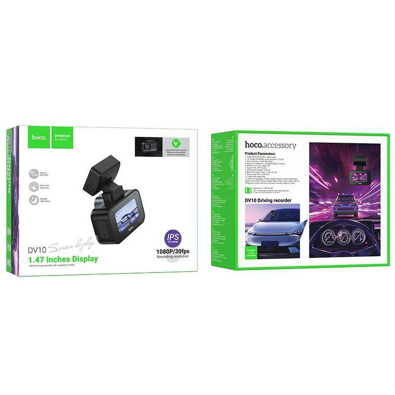 hoco DV10 1.47 inch IPS Mini Screen Dashcam Driving Recorder(Black)