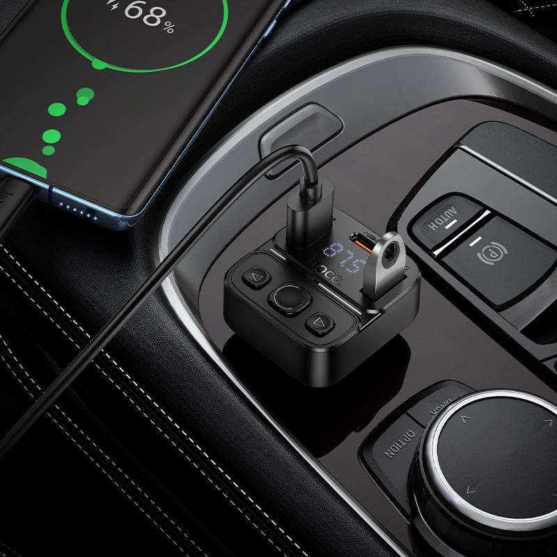 hoco E87 Delta 35W USB-A and USB-C Car BT FM Transmitter(Black)