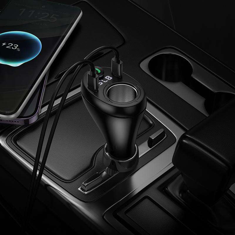 hoco E88 Star 35W Dual USB-C Ports Cigarette Lighter Car BT FM Transmitter(Black)