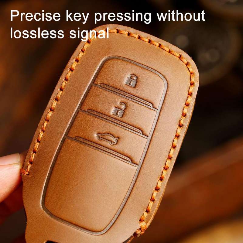 For Toyota Corolla 2-button B110 Crazy Horse Cowhide Car Key Protection Cover(Blue)