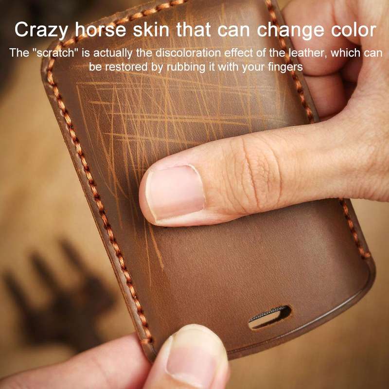 For Kia Carnival SX Hallmo E171 Crazy Horse Cowhide Car Key Protection Cover(Brown)