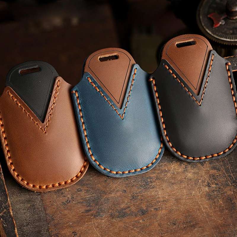 For Honda Odyssey 2024 Hallmo Crazy Horse Cowhide Car Key Protection Cover(5-button Brown)