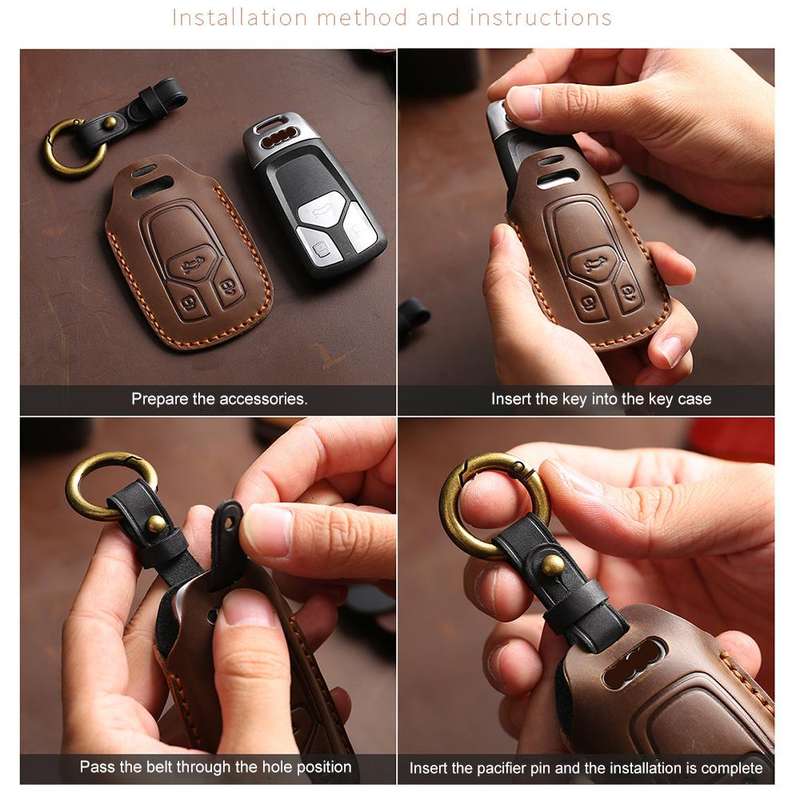For Toyota Alphard Hallmo Crazy Horse Cowhide Car Key Protection Cover(4-button Brown)