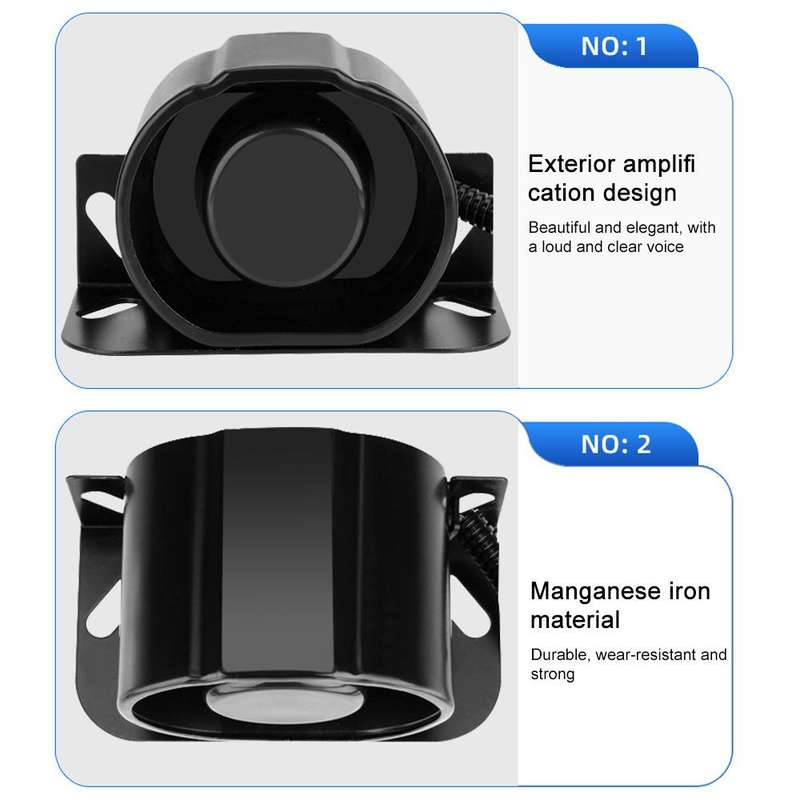 12V / 24V Waterproof Voice Reversing Horn Alarm Buzzer, with Cable(Black)
