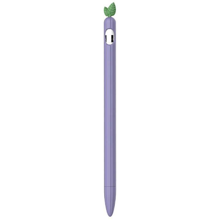 For Apple Pencil 1 Contrasting Color Mint Leaf Silicone Non-slip Protective Cover(Purple)