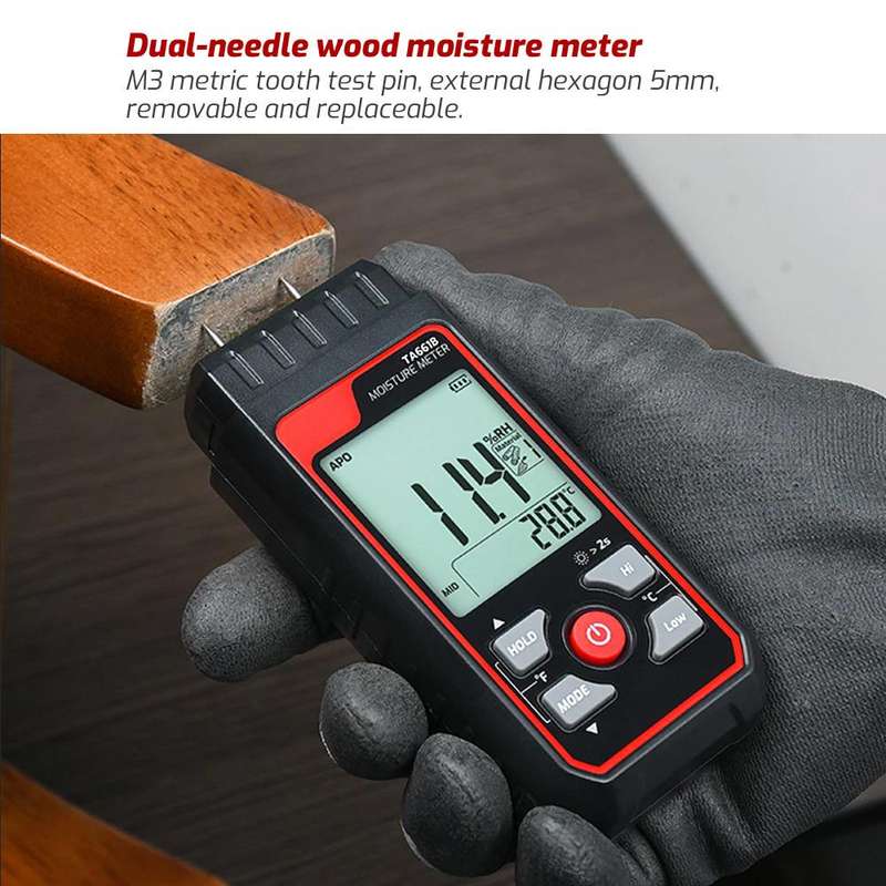 TASI TA661B Wood Moisture Meter Quickly Measure Moisture Content Tester Temperature Humidity Detecto