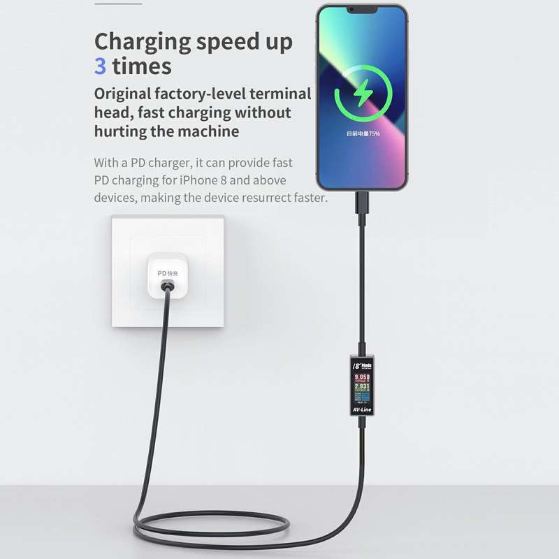 18 Kinds AV-Line Pro 1.2m Intelligent Detection Charging Data Cable, Interface:Type-C to 8 Pin