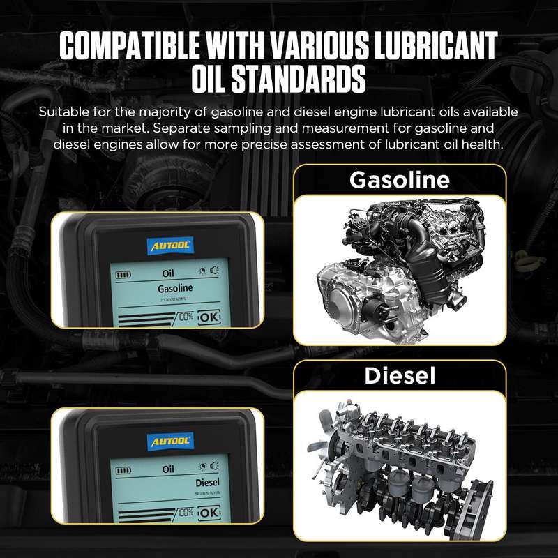 AUTOOL AS503 2.8 inch Backlit Display Car Engine Oil Tester Lubricating Oil Quality Analyzer(Black)