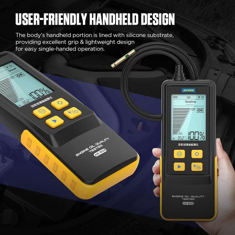 AUTOOL AS503 2.8 inch Backlit Display Car Engine Oil Tester Lubricating Oil Quality Analyzer(Black)