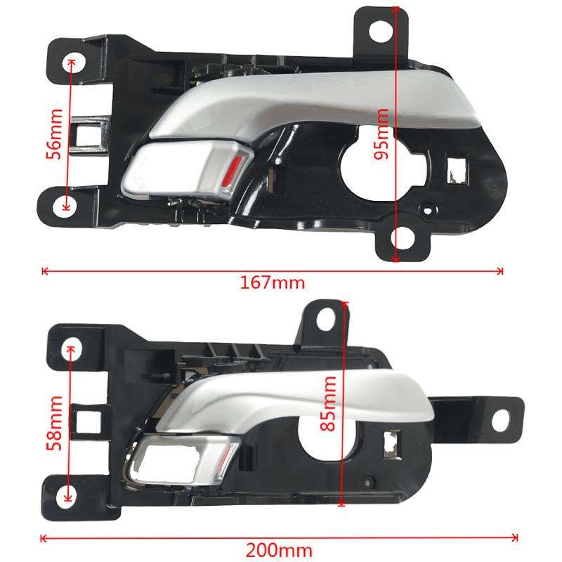 4pcs / Set Car Door Inside Handle for Hyundai Sante Fe 2013-2018(Black + Silver)