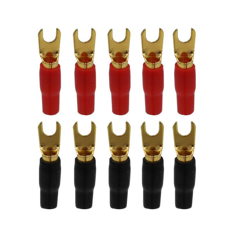 10 Pairs / Set 8GA Car Audio Modification Brass Terminal Crimp(Fork + Round)