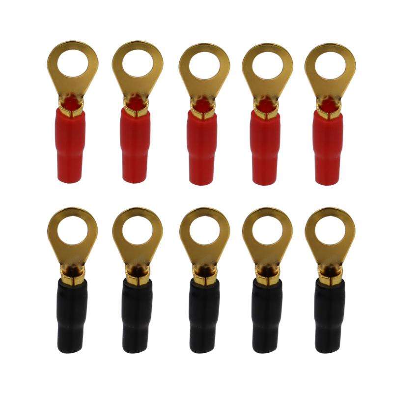 10 Pairs / Set 8GA Car Audio Modification Brass Terminal Crimp(Fork + Round)