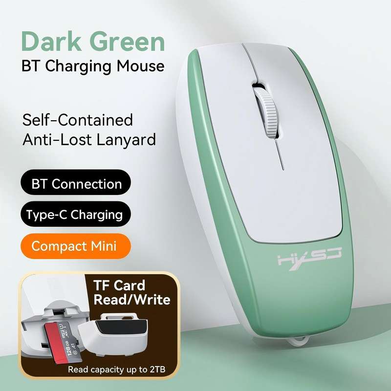 HXSJ M109 Mini Wireless Mouse, 3D Right, TF Card Reader, 4D Mute Buttons(Grey)