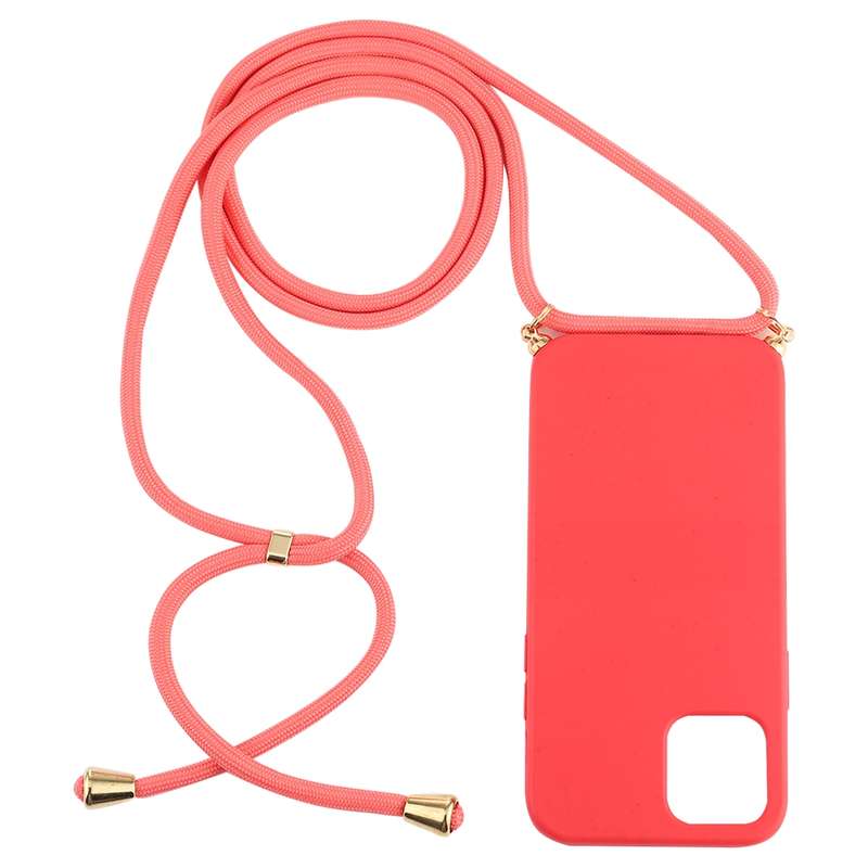 For iPhone 12 mini Wheat TPU Protective Case with Lanyard(Black)