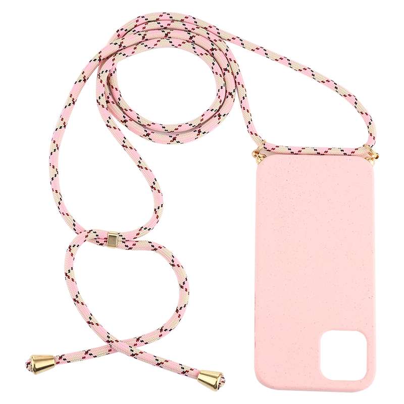 For iPhone 12 mini Wheat TPU Protective Case with Lanyard(Black)