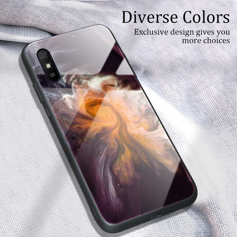 For Xiaomi Redmi 9A Marble Pattern Glass Protective Case(DL05)