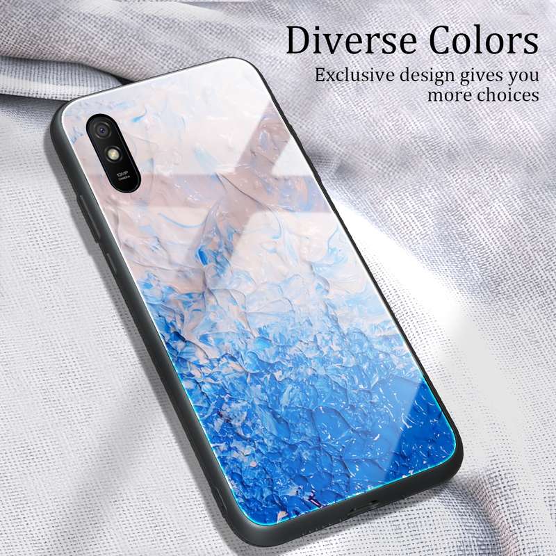 For Xiaomi Redmi 9A Marble Pattern Glass Protective Case(DL05)
