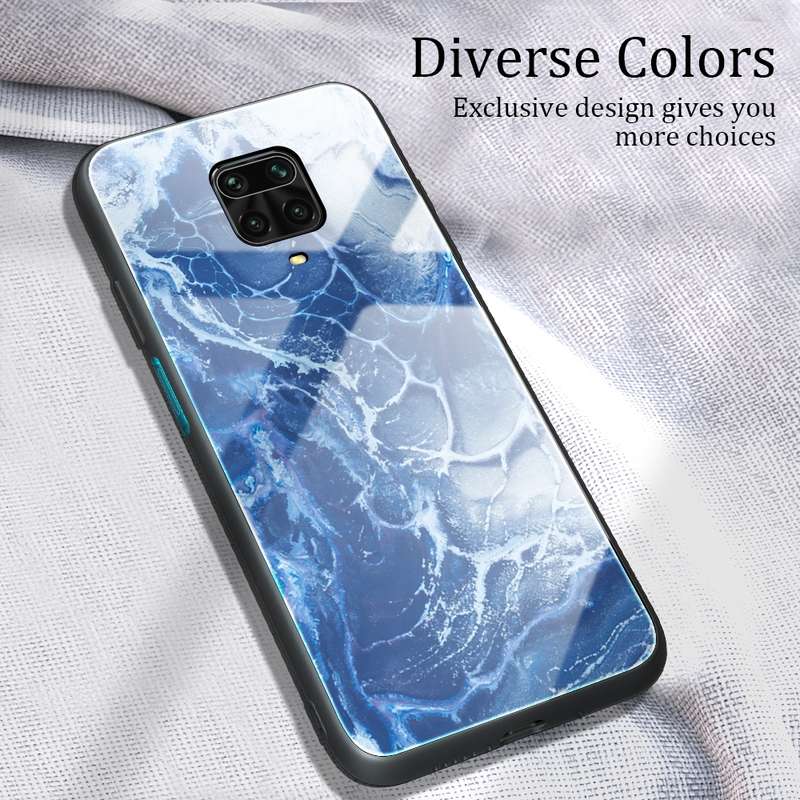For Xiaomi Redmi Note 9S / Note 9 Pro Marble Pattern Glass Protective Case(DL05)