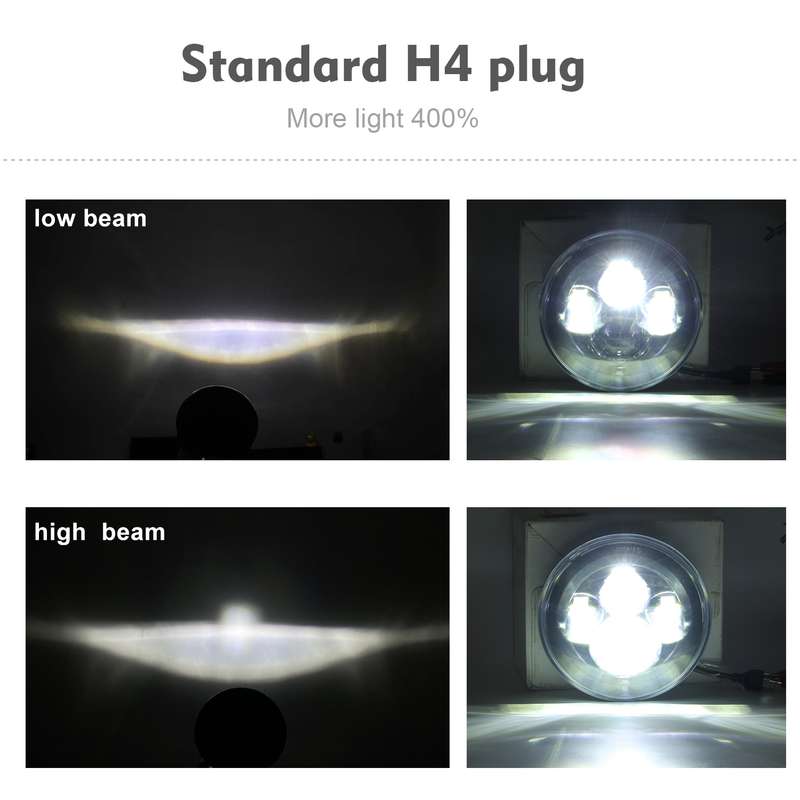 7 inch H4 / H13 DC 9V-30V 4000LM 6000K 40W 7 inch Car Round Shape LED Headlight Lamps for Jeep Wrang