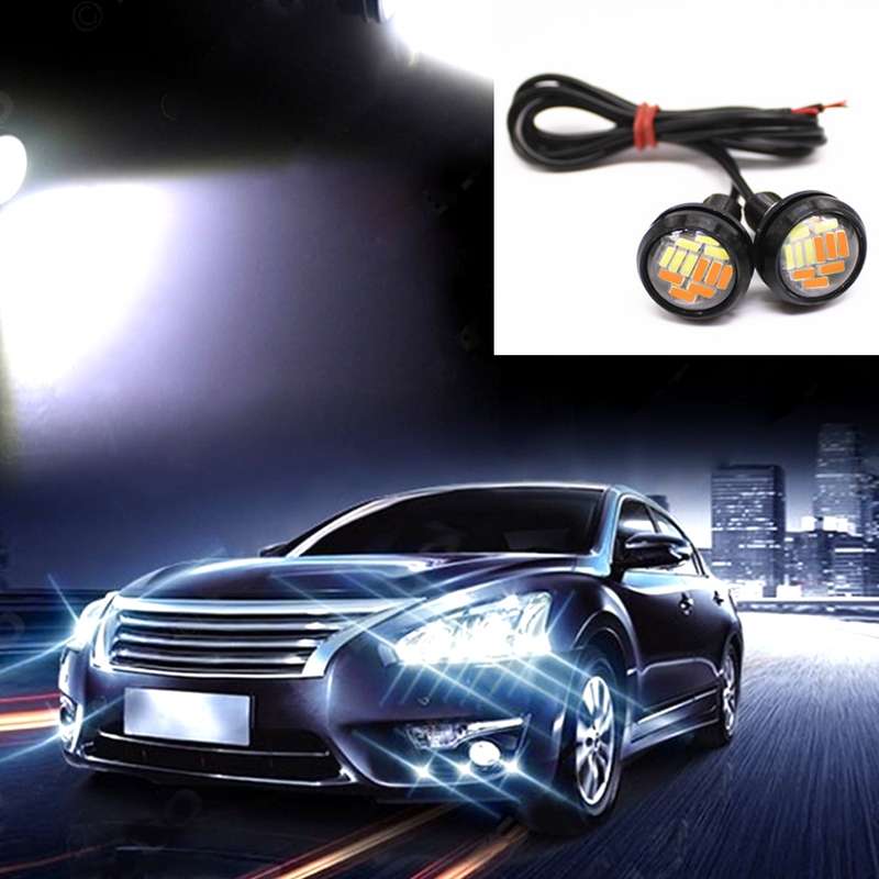 10 PCS 23mm 12LEDs SMD-4014 DC9-80V Motorcycle Eagle Eye Light(White and Yellow Light)