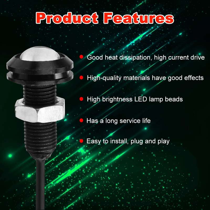 10 PCS 23mm 12LEDs SMD-4014 DC9-80V Motorcycle Eagle Eye Light(White and Yellow Light)