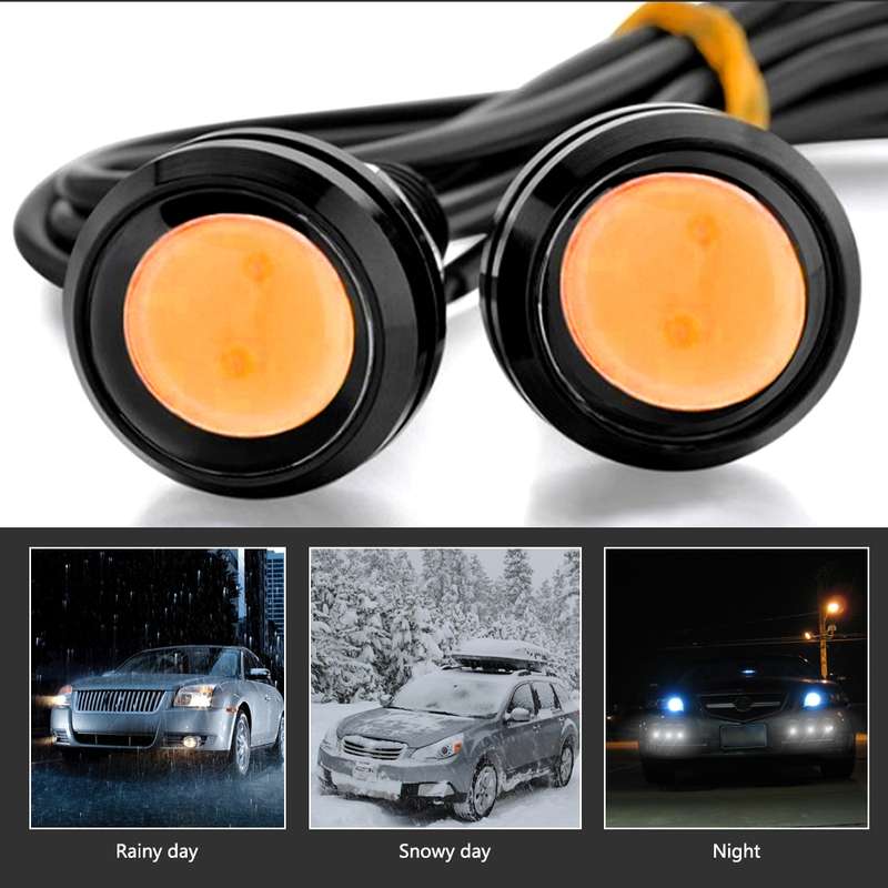 10 PCS 23mm 1.5W DC9-80V Motorcycle Eagle Eye Light Double Lens(Yellow Light)
