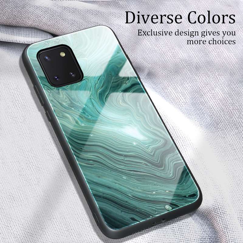 For Samsung Galaxy Note10 Lite / A81 Marble Pattern Glass Protective Case(DL02)