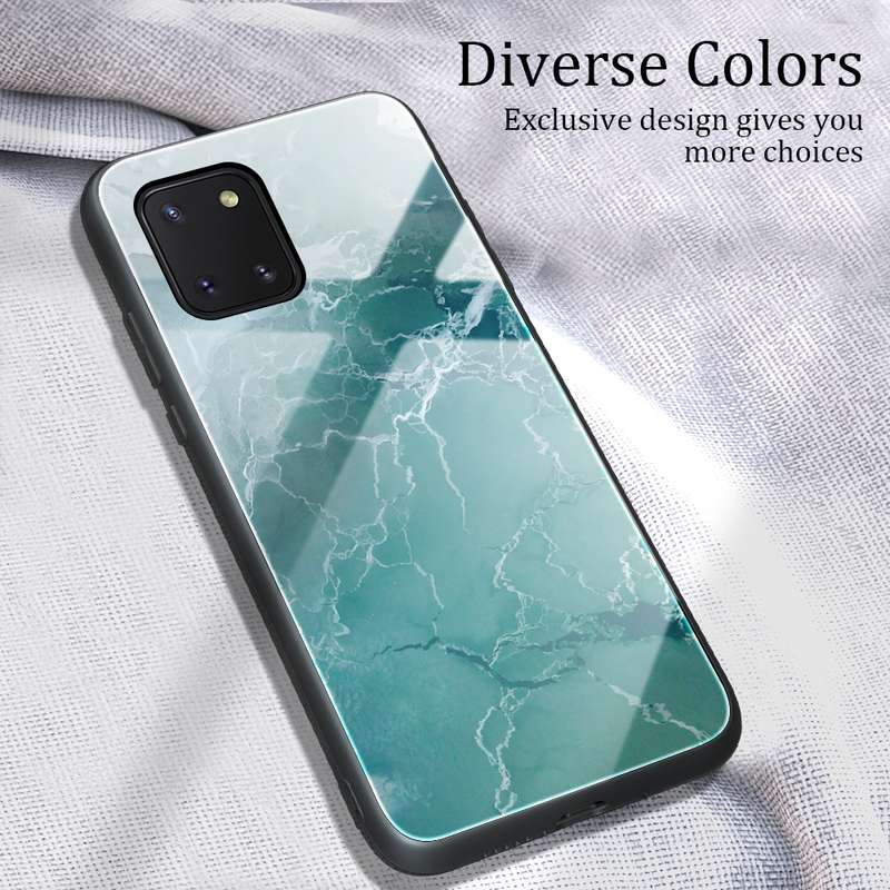 For Samsung Galaxy Note10 Lite / A81 Marble Pattern Glass Protective Case(DL02)