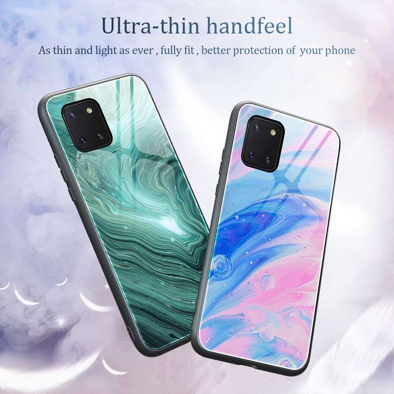 For Samsung Galaxy Note10 Lite / A81 Marble Pattern Glass Protective Case(DL02)