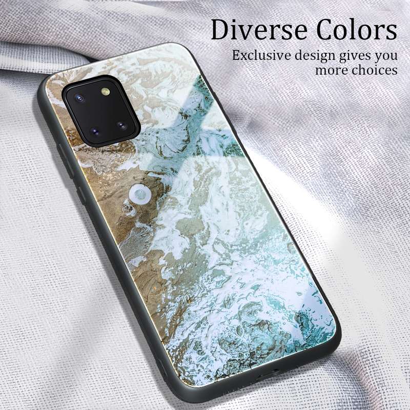 For Samsung Galaxy Note10 Lite / A81 Marble Pattern Glass Protective Case(DL02)