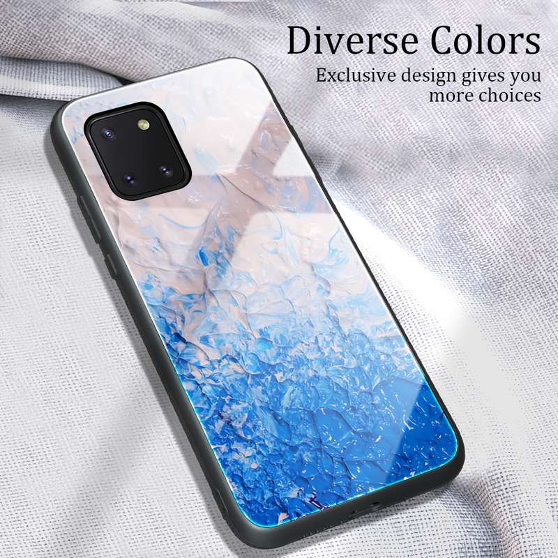 For Samsung Galaxy Note10 Lite / A81 Marble Pattern Glass Protective Case(DL02)