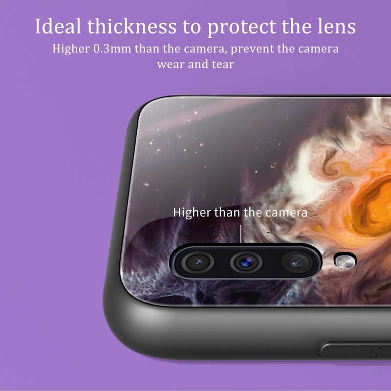 For Samsung Galaxy A50 / A50s / A30s Marble Pattern Glass Protective Case(DL06)
