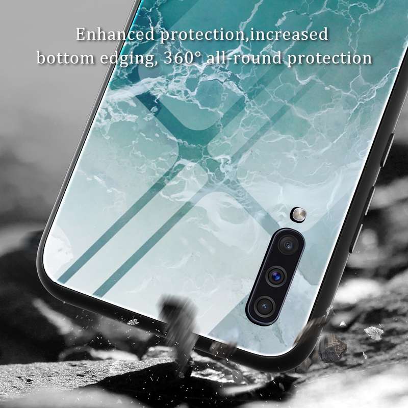 For Samsung Galaxy A50 / A50s / A30s Marble Pattern Glass Protective Case(DL06)