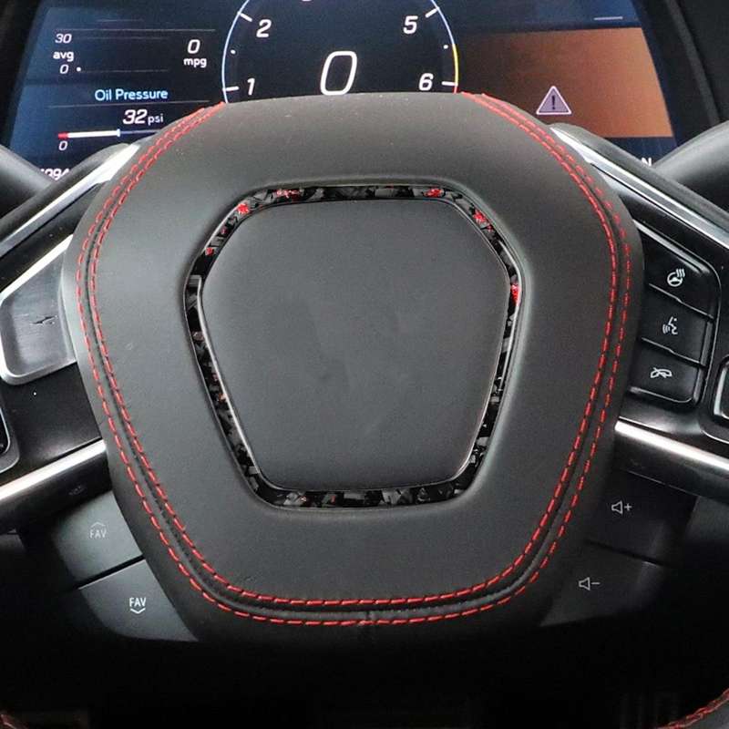 Forged Gold Foil Carbon Fiber Car Steering Wheel Frame Decorative Sticker for Chevrolet Corvette C8