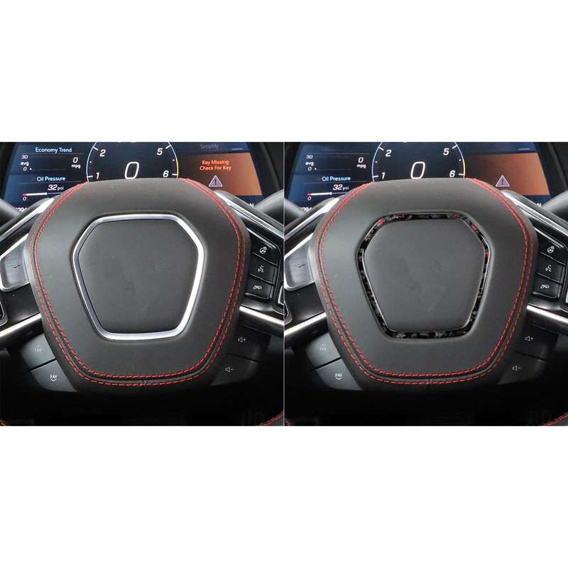 Forged Gold Foil Carbon Fiber Car Steering Wheel Frame Decorative Sticker for Chevrolet Corvette C8