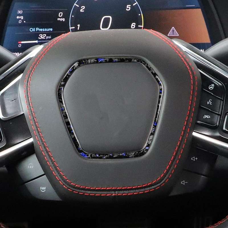 Forged Gold Foil Carbon Fiber Car Steering Wheel Frame Decorative Sticker for Chevrolet Corvette C8