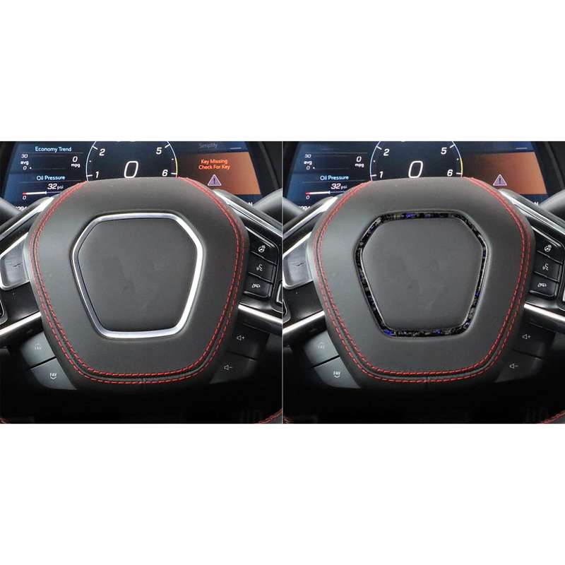 Forged Gold Foil Carbon Fiber Car Steering Wheel Frame Decorative Sticker for Chevrolet Corvette C8