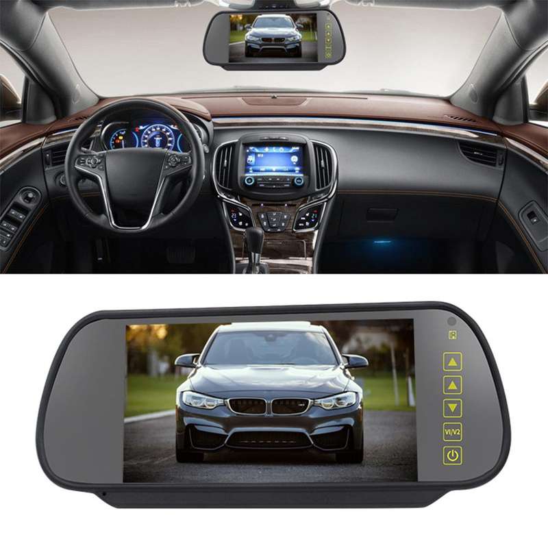 7 inch IPS HD Screen AHD Touch Button Car Reversing Rearview Camera Monitor Kit(Black)