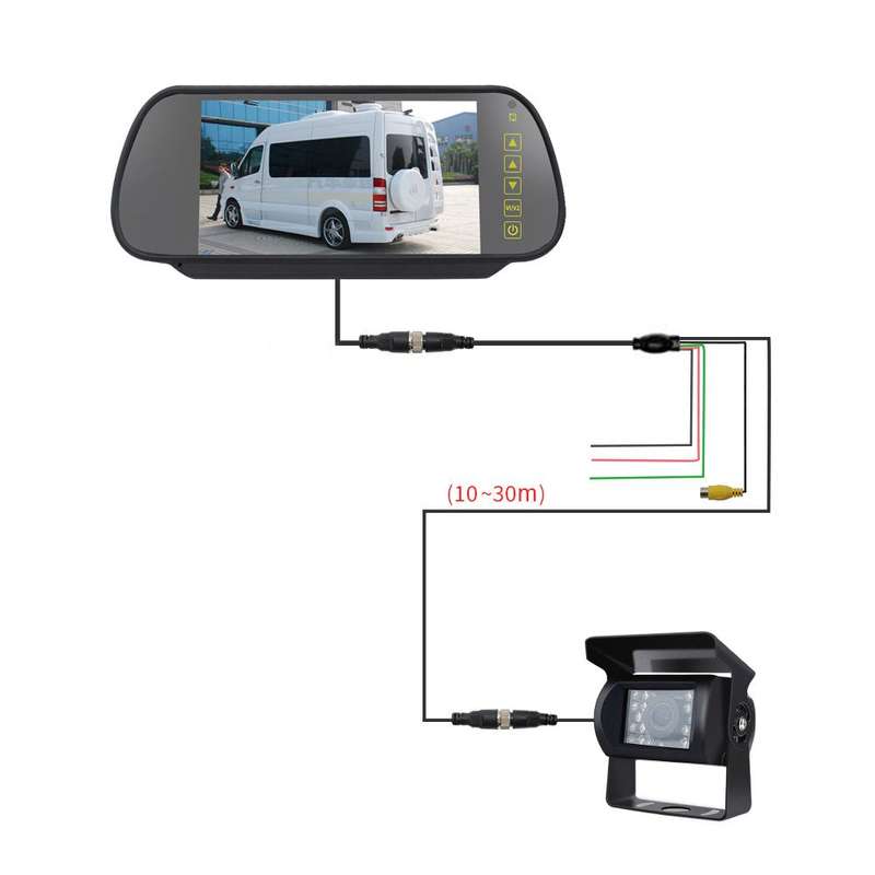 7 inch IPS HD Screen AHD Touch Button Car Reversing Rearview Camera Monitor Kit(Black)