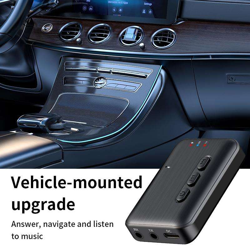 2 in 1 Car Bluetooth AUX Receiver Transmitter Bluetooth Audio Adapter(Black)