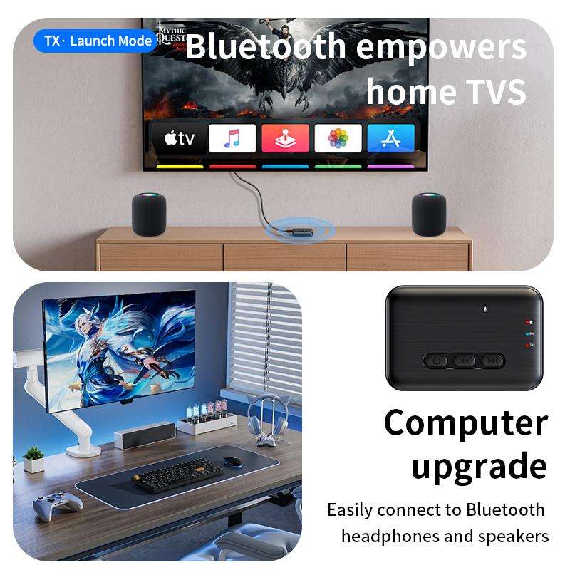 2 in 1 Car Bluetooth AUX Receiver Transmitter Bluetooth Audio Adapter(Black)
