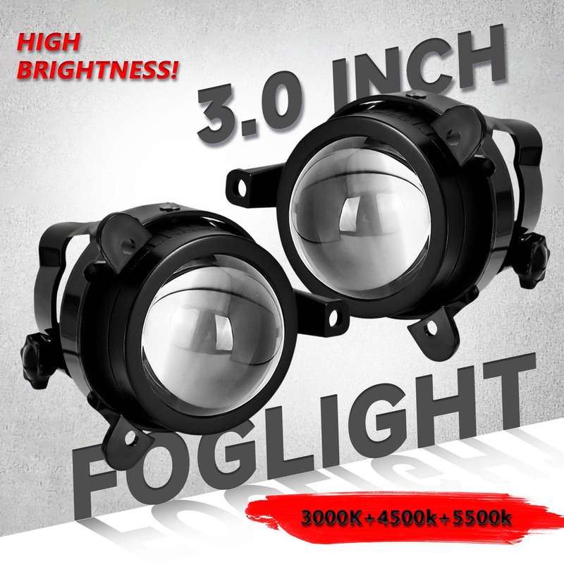 T11 2pcs/Pack 55W 3 inch High Power Dual Lens Fog Light, High Holder for LADA VAZ 2170 / 2171 / 2072