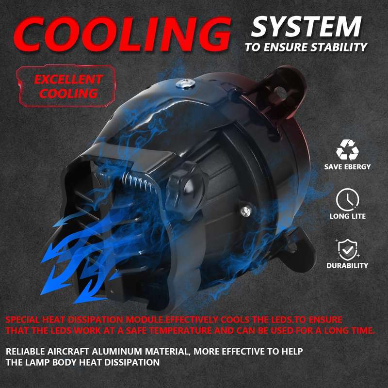 T11 2pcs/Pack 55W 3 inch High Power Dual Lens Fog Light, High Holder for LADA VAZ 2170 / 2171 / 2072