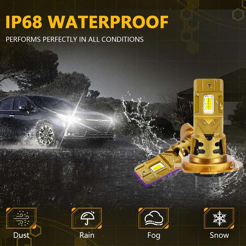 H7 2pcs/Pack 35W 3000LM 6500K IP68 Waterproof Car LED Headlight Bulb(Gold)