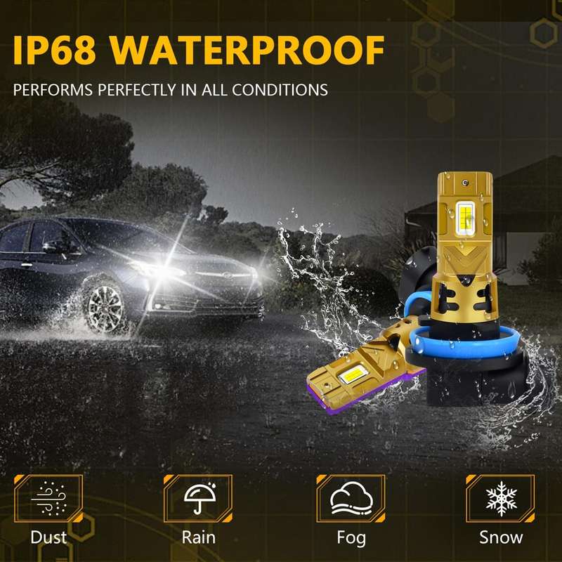 H11 2pcs/Pack 35W 3000LM 6500K IP68 Waterproof Car LED Headlight Bulb(Gold)