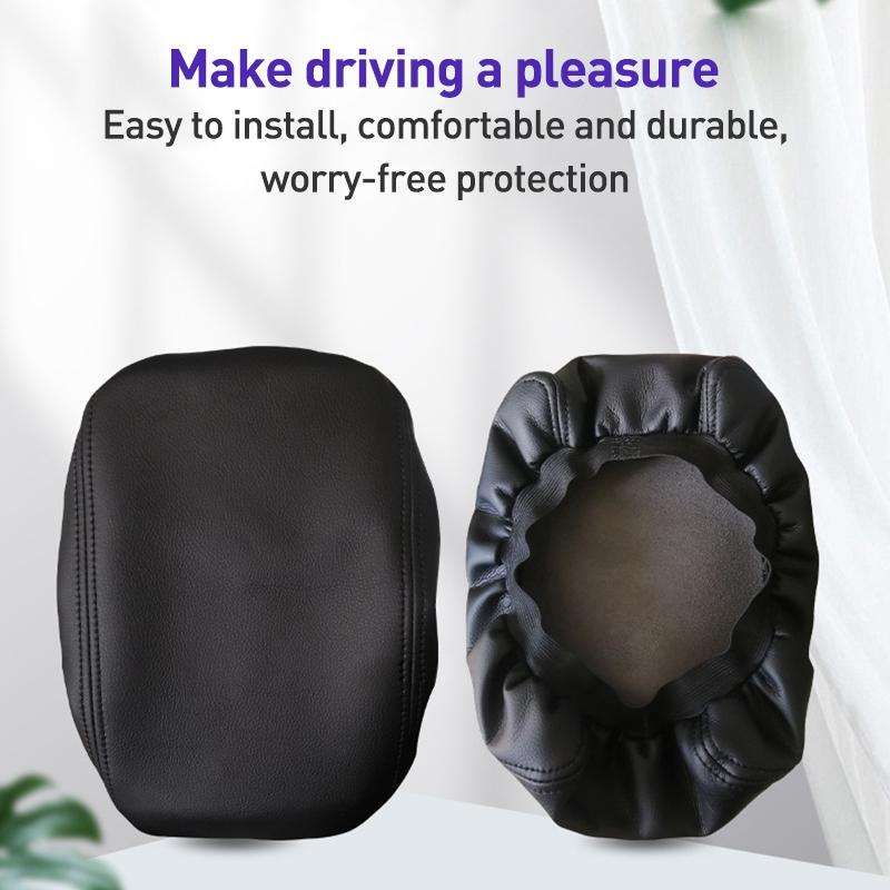 Car Central Armrest Box Protective Leather Cover for Nissan Teana 2007-2012(Beige Elastic Band)