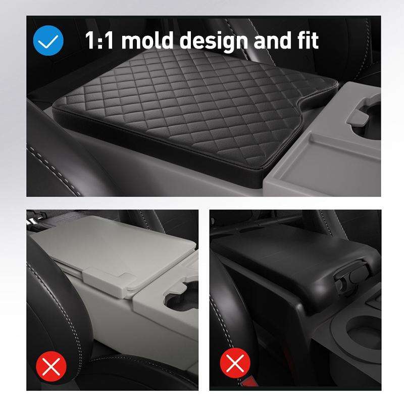 Car Central Armrest Box Protective Leather Cover Mat for Ford F150 2015-2022(Black)