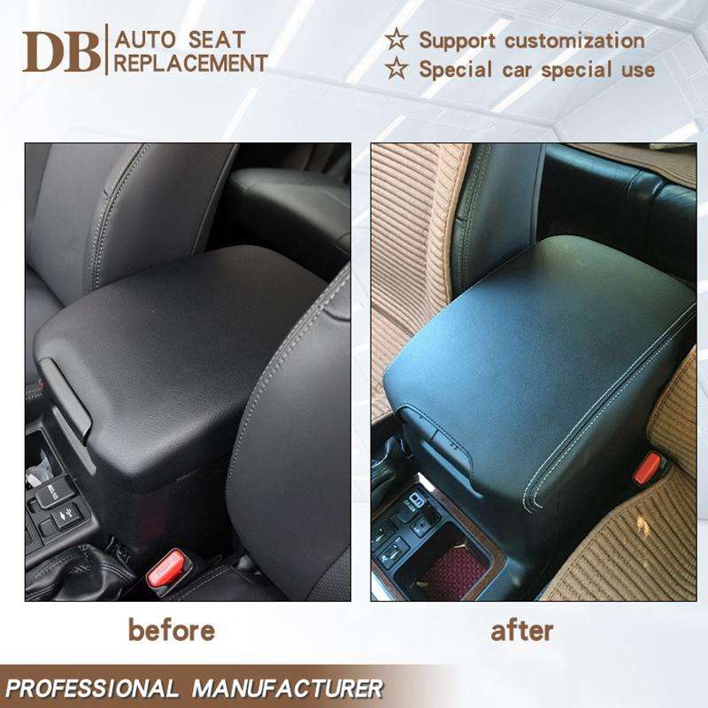 Car Central Armrest Box Protective Leather Cover for Toyota Prado 2010-2019(Beige)